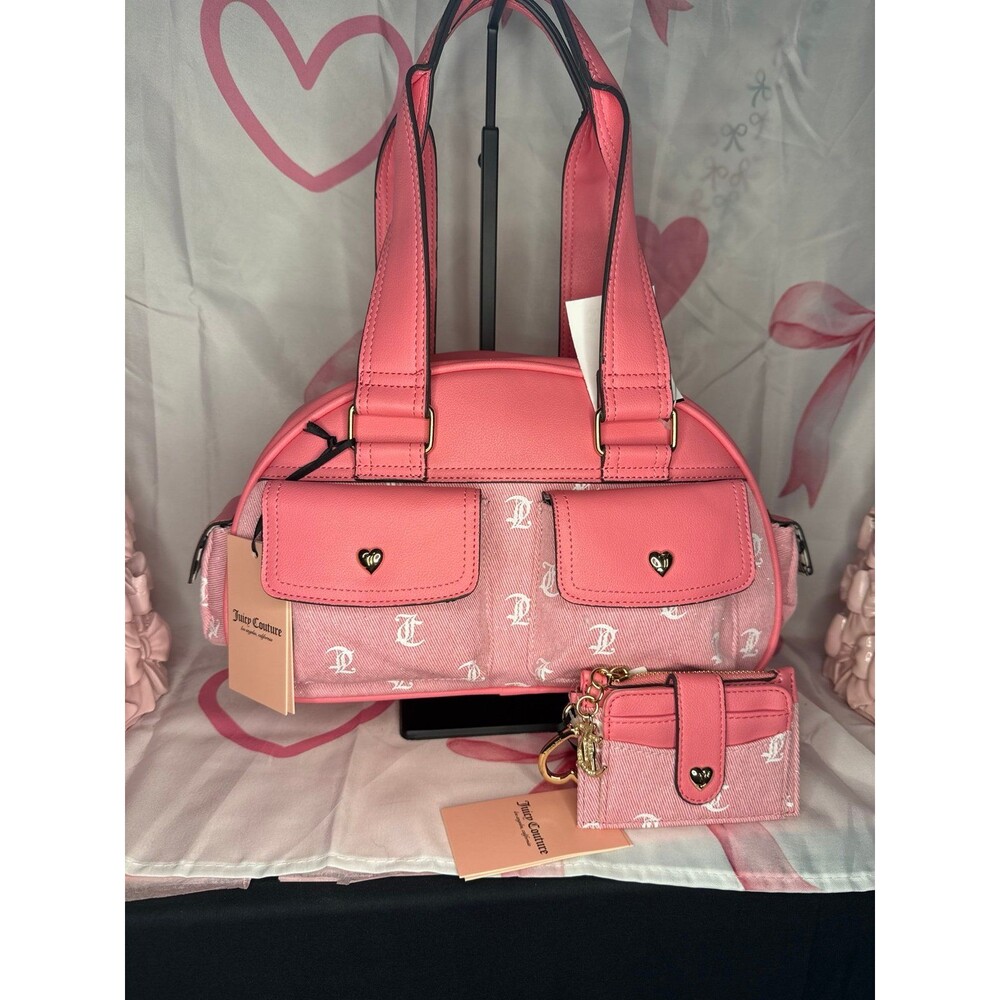 JUICY COUTURE DENIM PACK IT UP BOWLER BAG AND WALLET SET
